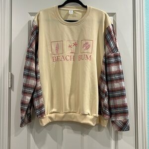 Upcycled Handmade sweatshirt flannel